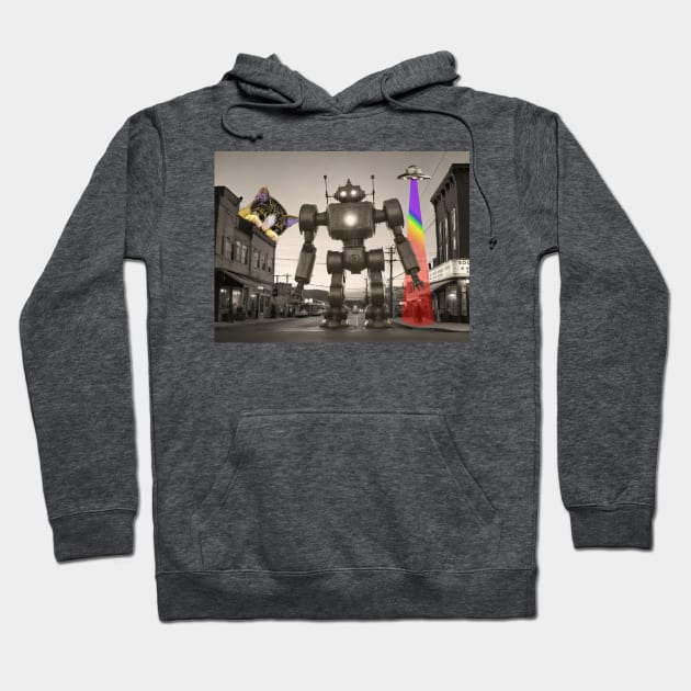 Robot at the Movies Hoodie by Colorful Space Cat